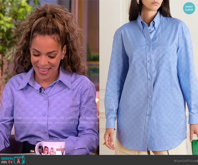 Gucci GG Supreme cotton Oxford-jacquard shirt worn by Sunny Hostin on The View