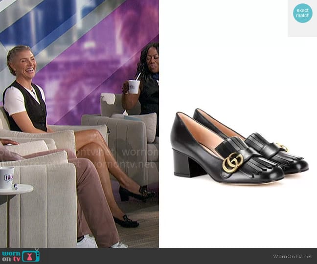 Gucci Marmont leather loafer pumps worn by Amanda Kloots on The Talk