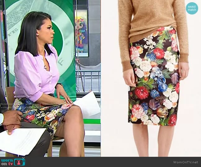 J. Crew Dutch Floral Pencil Skirt worn by Laura Jarrett on Today