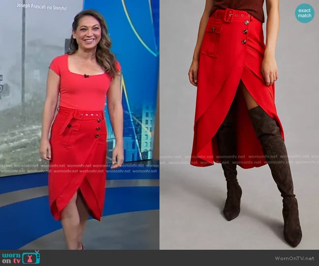 Jessy B Menswear Belted Skirt worn by Ginger Zee on Good Morning America