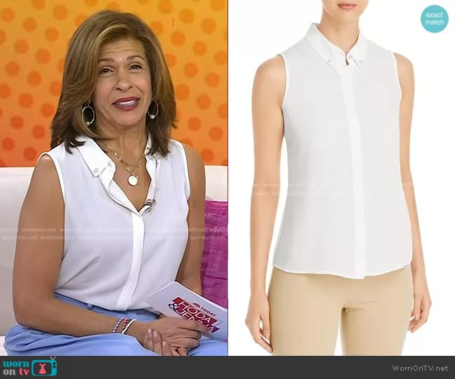 Karl Lagerfeld Imitation Pearl Button Sleeveless Top worn by Hoda Kotb on Today