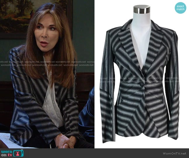 L.A.M.B. Stripe Wool Blazer worn by Kate Roberts (Lauren Koslow) on Days of our Lives