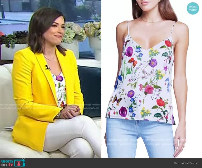 L'Agence Jane Floral Silk Tank worn by Chloe Melas on Today