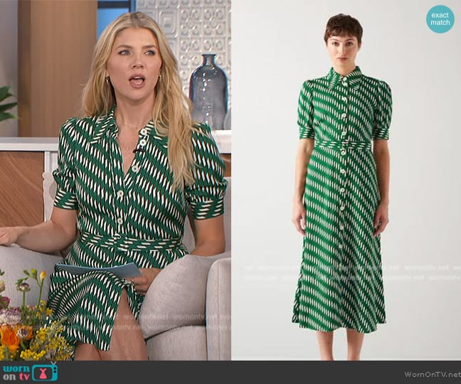 LK Bennett Valerie Modernist Print Shirt Dress worn by Amanda Kloots on The Talk