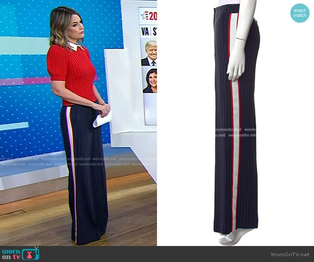 La Ligne Side Stripe Wide Leg Trousers worn by Savannah Guthrie on Today