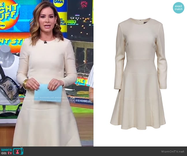 Lela Rose Fitted Long-Sleeved Dress worn by Rebecca Jarvis on Good Morning America