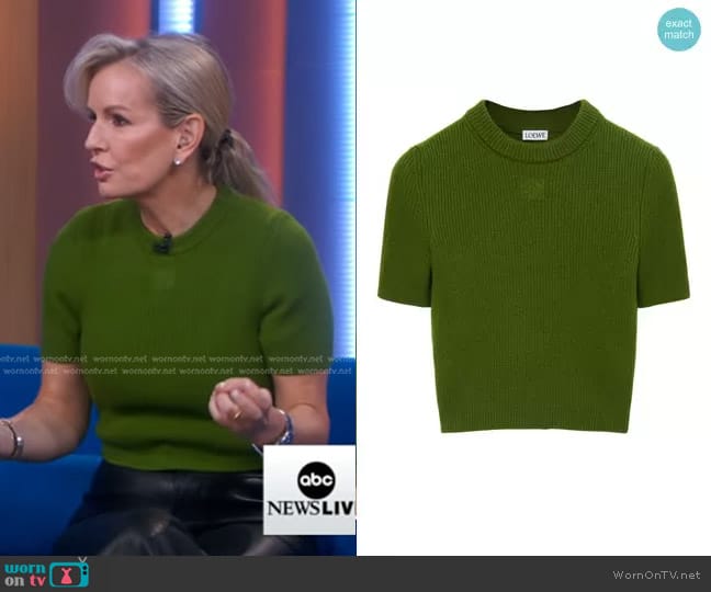 Loewe Anagram Embroidered Ribbed Sweater worn by Dr. Jennifer Ashton on Good Morning America