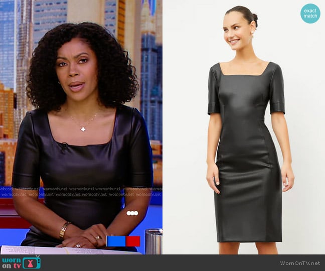 M.M.Lafleur The Noa Dress in Black Vegan Leather worn by Shirleen Allicot on Good Morning America