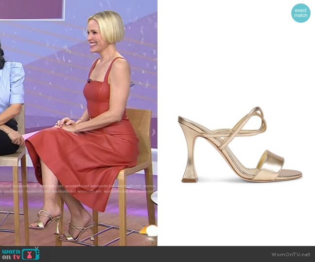 Manolo Blahnik Golvona Heeled Mules worn by Leslie Bibb on Today