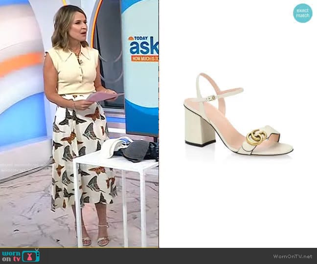 Gucci Marmont GG Ankle-Strap Sandals worn by Savannah Guthrie on Today