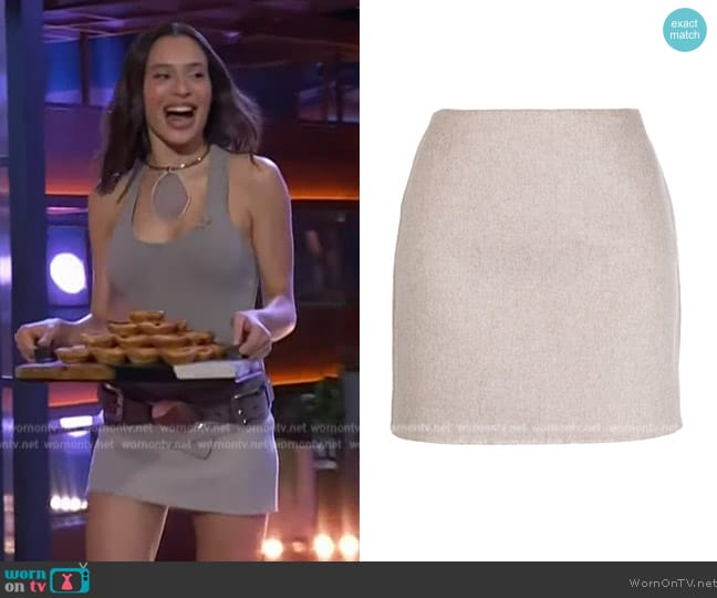 Michael Kors Collection Melton virgin wool skirt worn by Daniela Melchior on The Kelly Clarkson Show