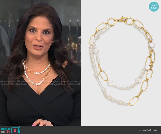 Mignonne Gavigan 14k Gold-Plated Renata Double Collar Pearl Necklace worn by Darlene Rodriguez on Today