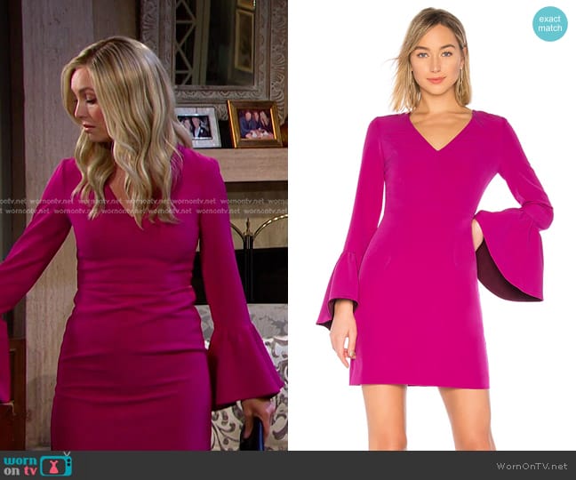 Milly Morgan Dress in Magenta & Plum worn by Theresa Donovan (Emily O'Brien) on Days of our Lives