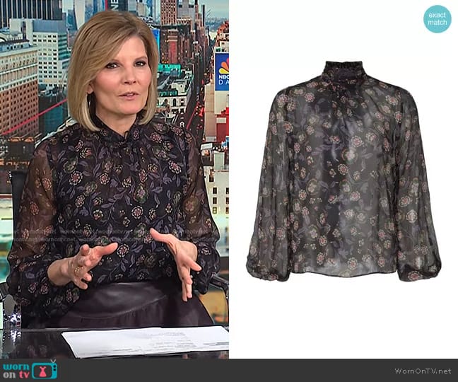 Misa Los Angeles Lulu Floral Top worn by Kate Snow on NBC News Daily