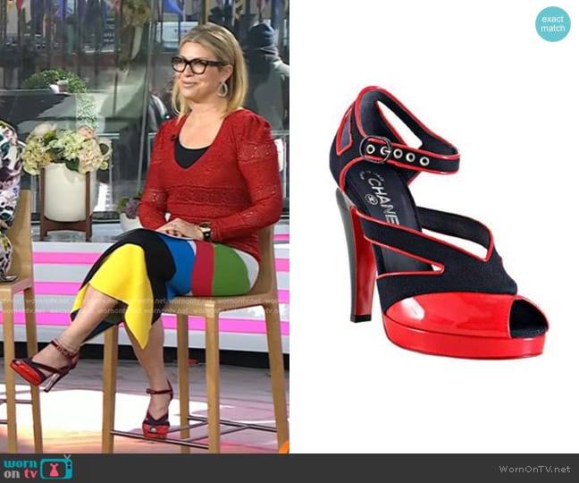 Chanel Vintage Patent Leather Runway Sandal worn by Jill Martin on Today