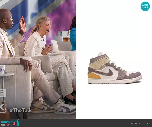 Nike Air Jordan 1 Mid SE Taupe Haze sneakers worn by Akbar Gbajabiamila on The Talk