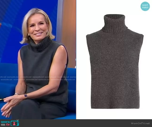 Nili Lotan Arthur Sleeveless Turtleneck Sweater in Charcoal worn by Dr. Jennifer Ashton on Good Morning America