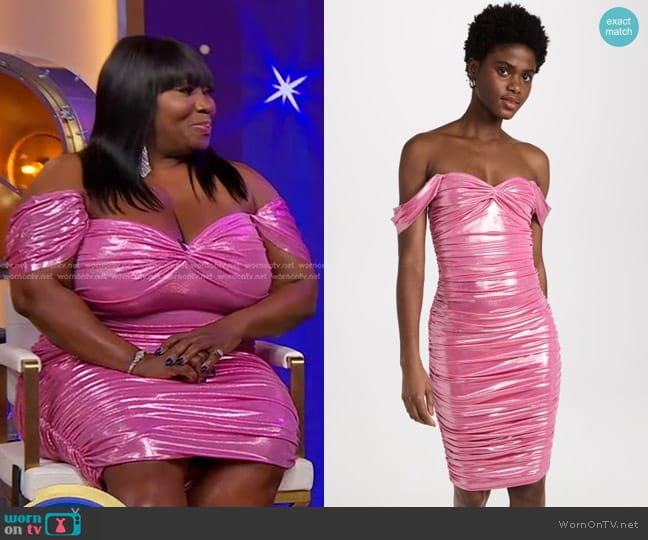 Norma Kamali Walter Winglet Sleeve Dress in Candy Pink worn by Bevy Smith on Good Morning America