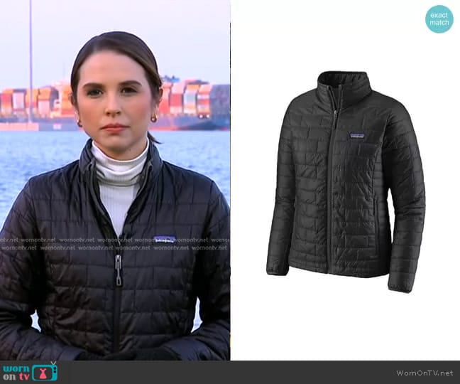 Patagonia Patagonia Nano Puff Jacket in Black worn by Elizabeth Schulze on Good Morning America