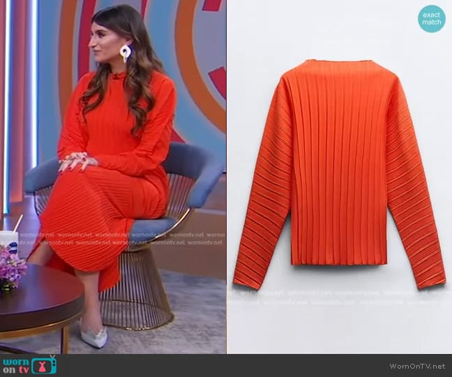 Zara Pleated Top worn by Haley Sacks on Good Morning America