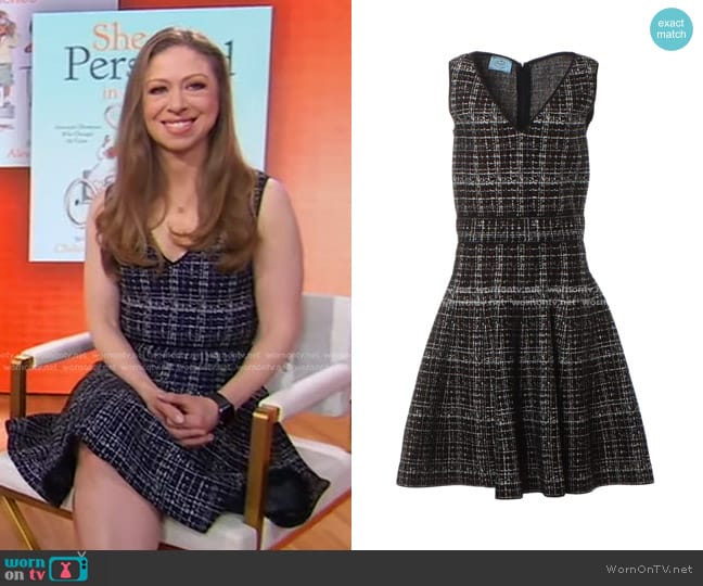 Prada Cotton and Wool Tweed Dress worn by Chelsea Clinton on Good Morning America