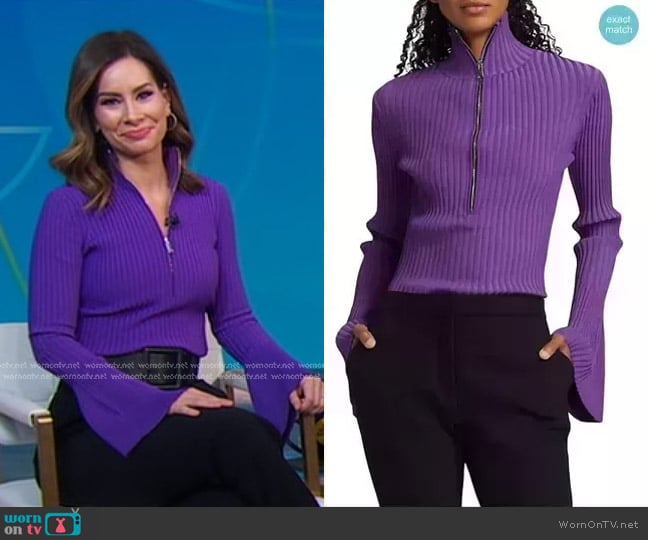 Rebecca’s purple half-zip sweater  on Good Morning America