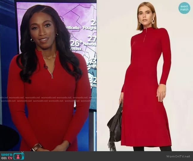 Jason Wu Collective Quarter Zip Dress in Red worn by Brittany Bell on Good Morning America