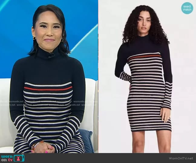 Rag & Bone Kate Stripe Turtleneck Mini Dress worn by Vicky Nguyen on Today