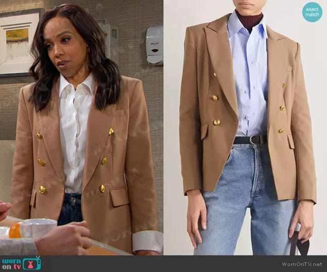 Rag & Bone Preston Double Breasted Blazer worn by Jada Hunter (Elia Cantu) on Days of our Lives