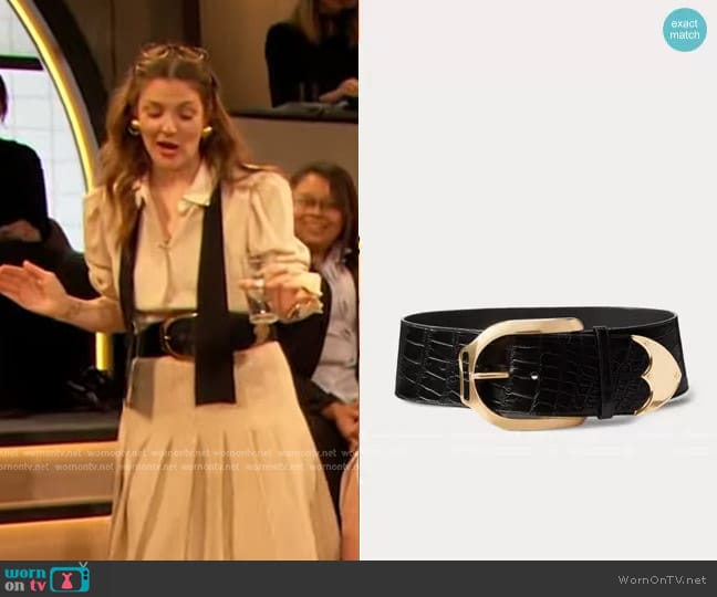 Ralph Lauren Alligator Welington Belt worn by Drew Barrymore on The Drew Barrymore Show