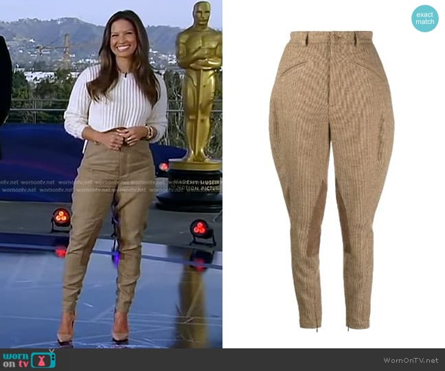 Ralph Lauren Collection Owens Tweed Slim-Fit Trousers worn by Rocsi Diaz on Good Morning America