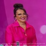 Rea Ann Silva’s pink satin belted dress on Good Morning America