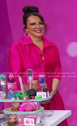 Rea Ann Silva's pink satin belted dress on Good Morning America