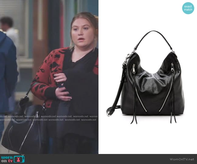 Rebecca Minkoff Moto Hobo Bag in Black worn by Taryn Helm  (Jaicy Elliot) on Greys Anatomy