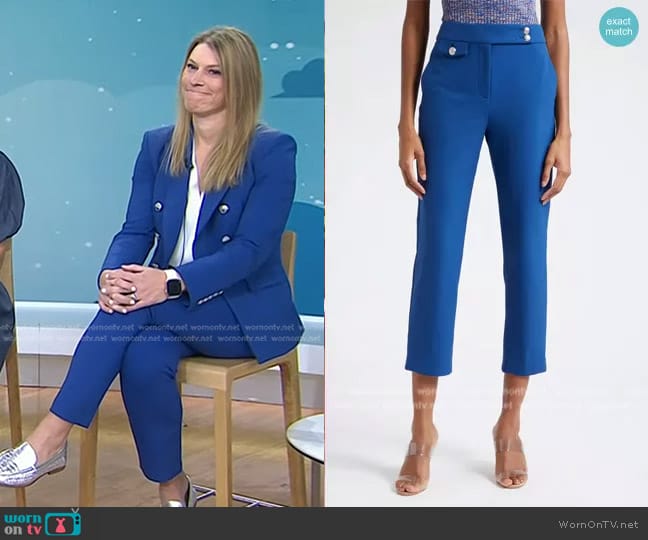 Veronica Beard Renzo Crop Pants in Cerulean worn by Dr. Shelby Harris on Today