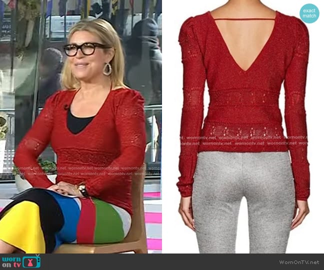 Ronny Kobo Lurex Pouf Sleeve Sweater worn by Jill Martin on Today