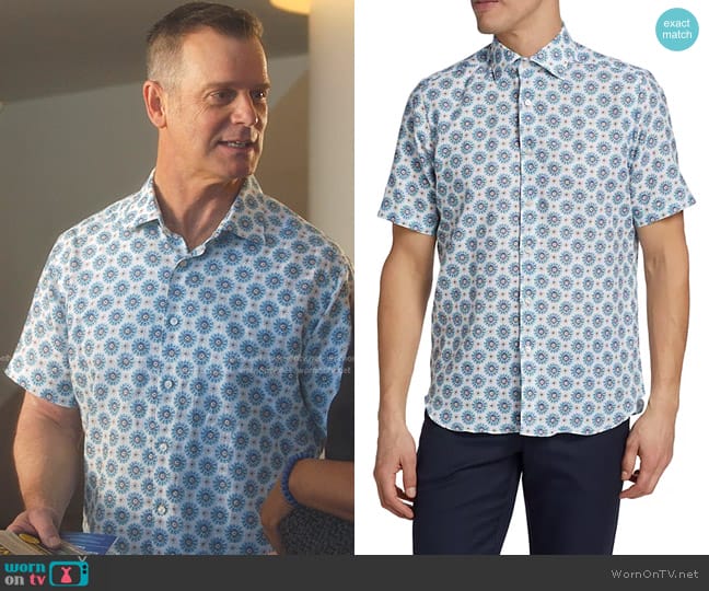 Saks Fifth Avenue Collection Linen Floral Sun Shirt worn by Bobby Nash (Peter Krause) on 9-1-1