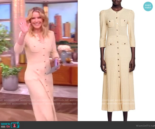 Sandro Ramia Metallic Mixed Stitch Midi Sweater Dress worn by Sara Haines on The View