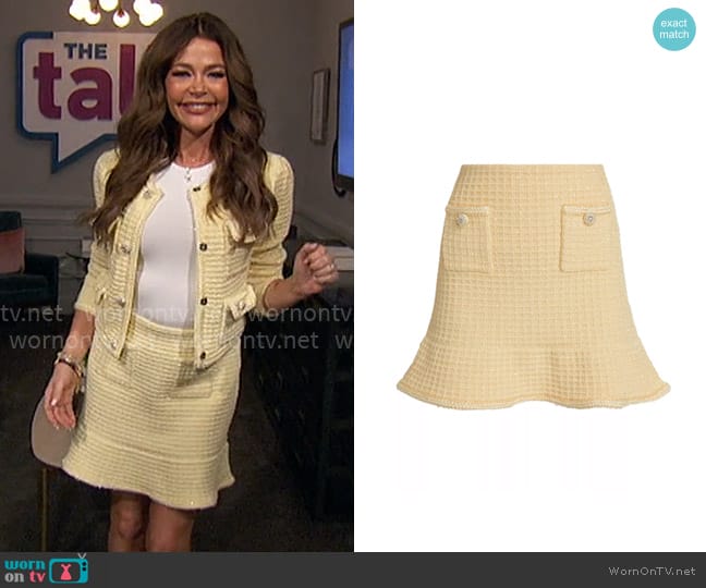 Self Portrait Textured Knit Flounce Miniskirt worn by Denise Richards on The Talk