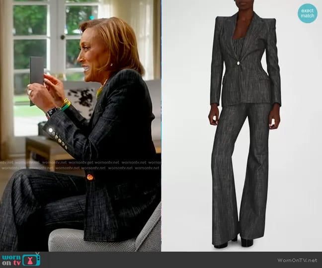 Sergio Hudson Strong Shoulder Blazer and Pants worn by Robin Roberts on Good Morning America