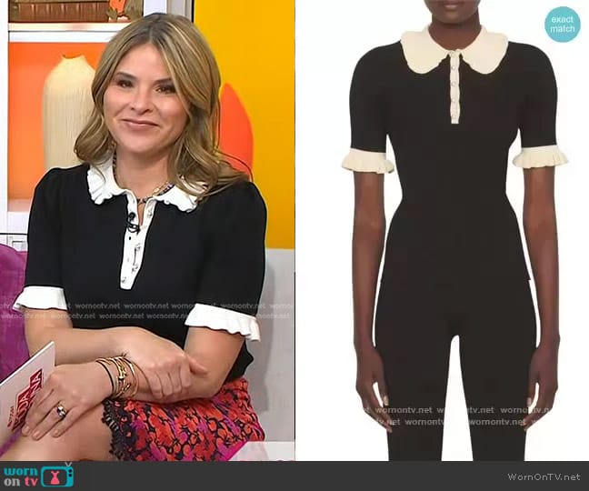 Sandro Solange Ruffled Polo Sweater worn by Jenna Bush Hager on Today