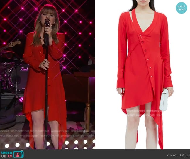 Stella McCartney Asymmetric Seam Cut-Out Dress worn by Kelly Clarkson on The Kelly Clarkson Show