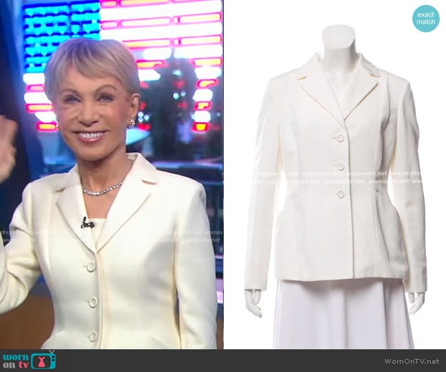 Christian Dior Structured Notched Lapel Blazer worn by Barbara Corcoran on Good Morning America