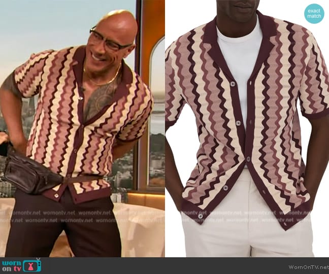 Reiss Knitted Cuban Collar Shirt worn by Dwayne Johnson on The Drew Barrymore Show