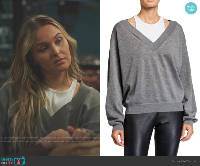 T by Alexander Wang Bi-Layer V Neck Sweater worn by Jo Wilson (Camilla Luddington) on Greys Anatomy