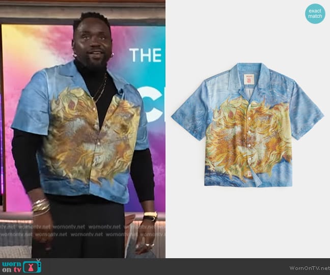 Todd Snyder X The Met Van Gogh Cropped Sunflowers Shirt worn by Brian Tyree on The Kelly Clarkson Show