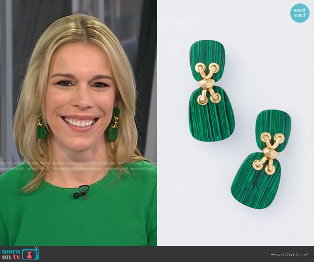 Tuckernuck Jewelry Malachite Townes Earrings worn by Allison Pataki on Today