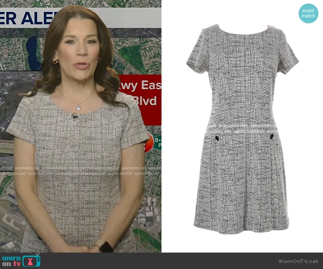 Tahari Crosshatch Print Stretch Sheath Dress worn by Heather O’Rourke on Good Morning America