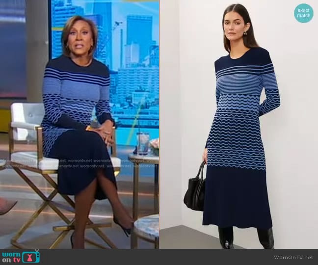 Tanya Taylor Terence Knit Dress worn by Robin Roberts on Good Morning America