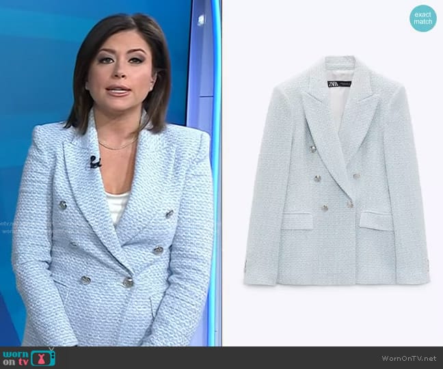 Zara Textured Double Breasted Blazer worn by Chloe Melas on Today